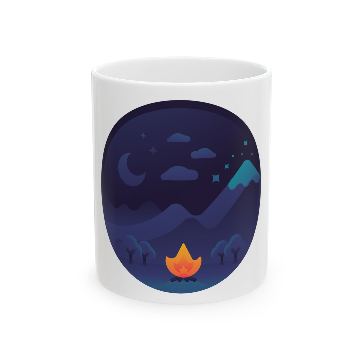 Starlit Campfire Ceramic Mug | Night Sky Coffee Cup | Minimalist Adventure Art