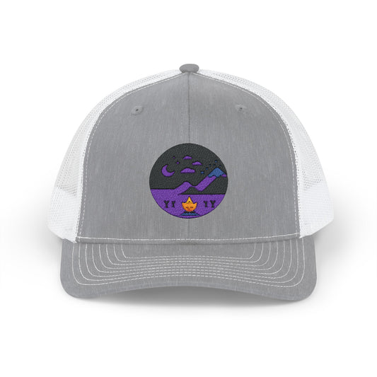 Night Sky Trucker Hat | Mountain Campfire Snapback | Adventure Style Cap