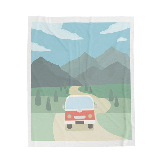 Custom Mountain Van Velveteen Throw Blanket | Modern Travel Home Decor