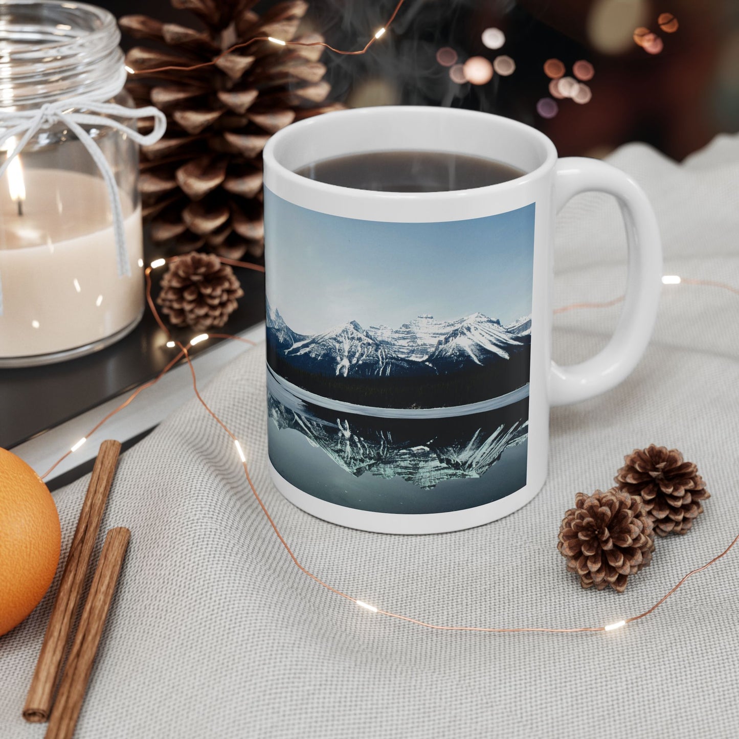 Rocky Mountain Reflection Ceramic Mug | Alpine Lake Coffee Cup