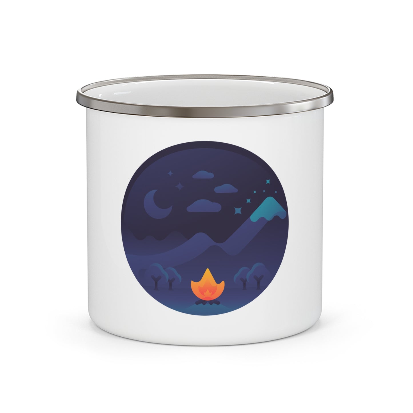 Starlit Nights Enamel Camp Mug | 12oz Mountain Campfire Design