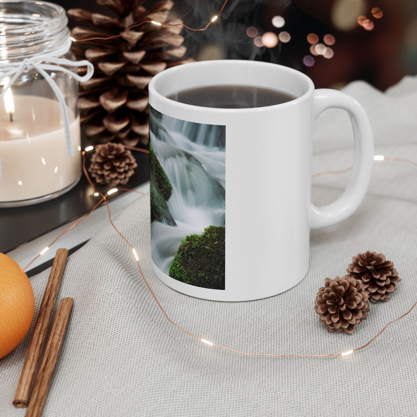 Appalachian Waterfall Ceramic Mug | Mountain Stream Coffee Cup